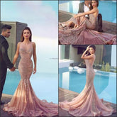 Charming Blush Pink Sweet heart Mermaid Long Prom Dress with Appliques Beading
